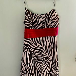 Anne Taylor Summer Dress Brown, White W Red Waist Sz10
